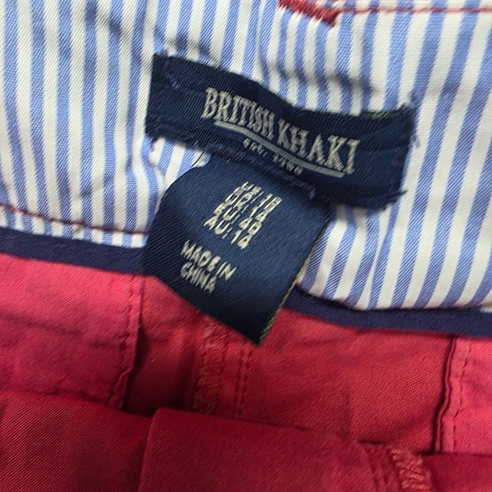 British Khaki Womens Chino Shorts Pink Size 10 Preppy Cotton Twill Casual Summer